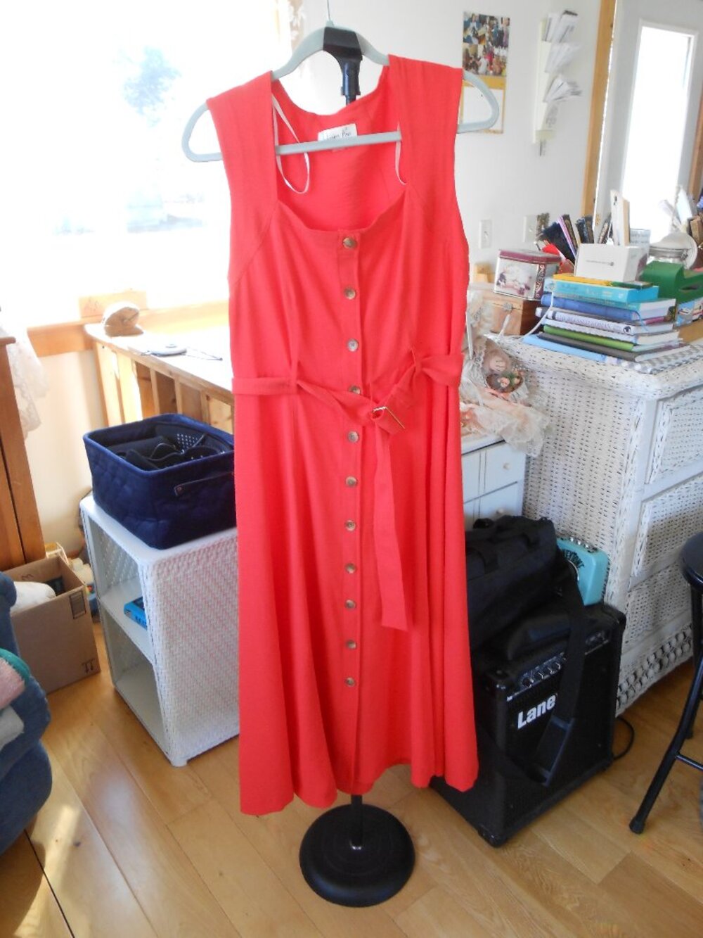 HARPER ROSE BUTTON FRONT MIDI DRESS-WOMEN'S SIZE 8